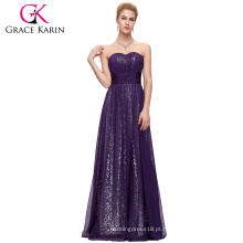 Grace Karin Off Shoulder Sweetheart Sequins Long Purple Evening Dress CL6005-2